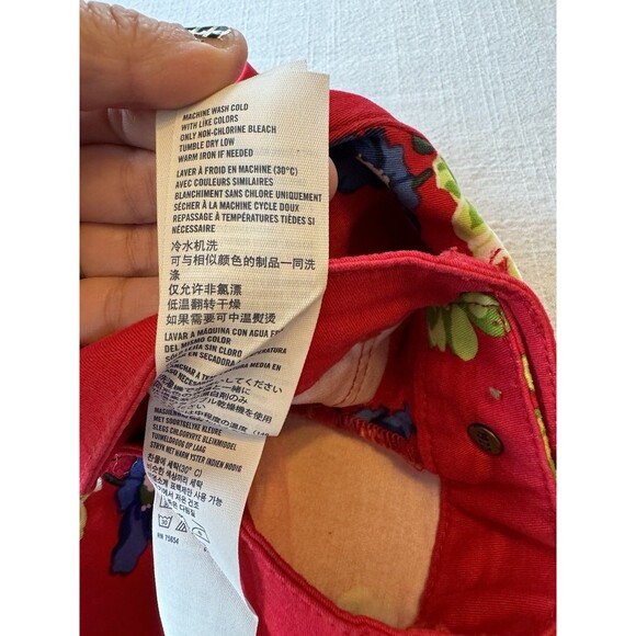 Hollister Juniors Floral Ankle Pants Red Blue Green Size 0 Waist 24 - Picture 5 of 9